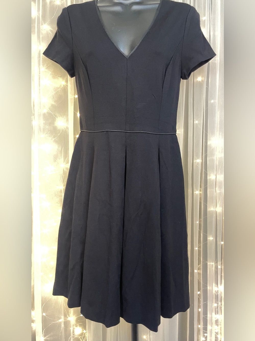 Banana Republic Black V-Neck Fit & Flare Dress